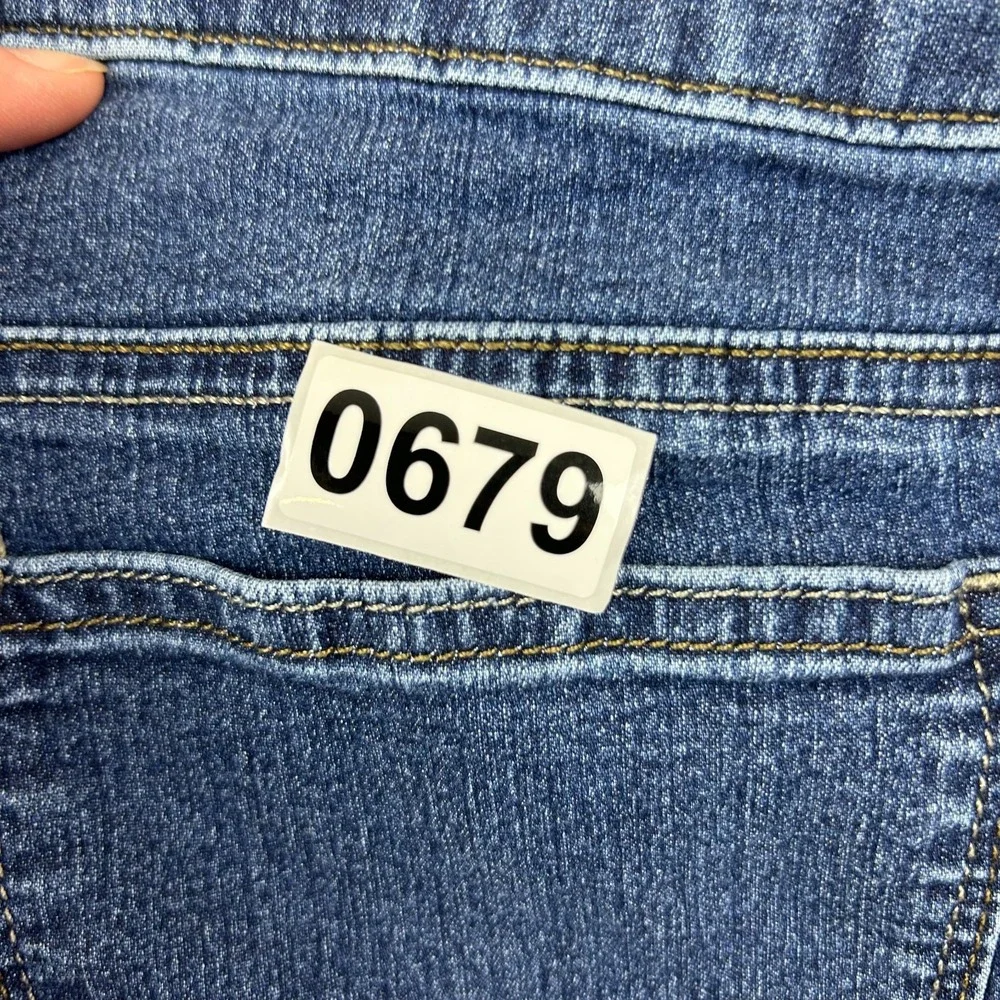 Lee Riders Capri Jeans Womens 14 Blue Denim Cotton Stretch Mid Rise Whiskers